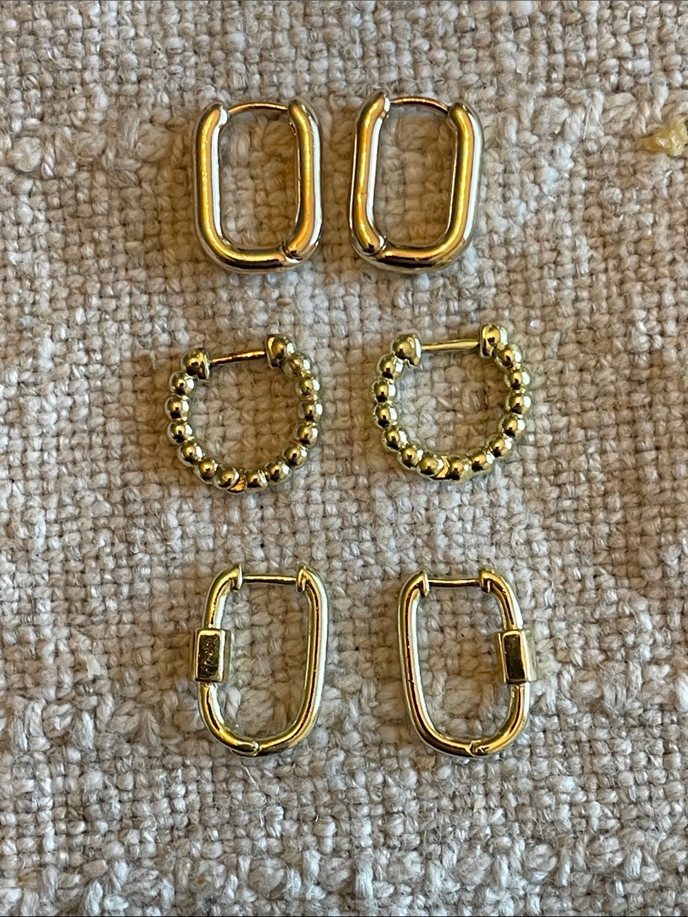 Gold Tone Mixed Hoop Earring Set - 3 Pairs